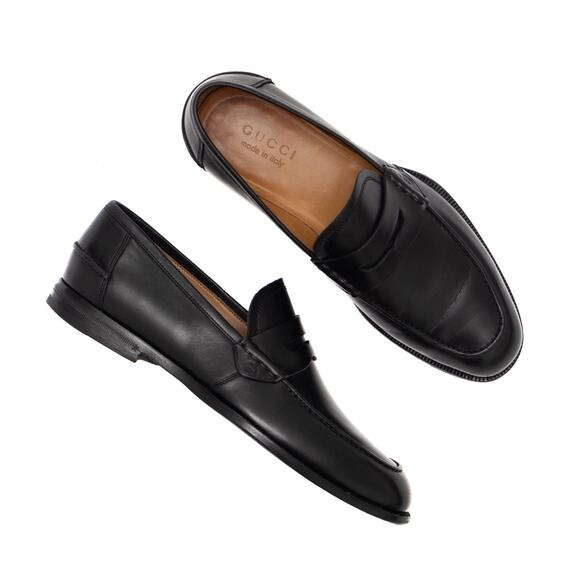1050$ Gucci Men's GG Interlocking Black Leather Penny Loafers 8 US / 41 - Picture 7 of 16